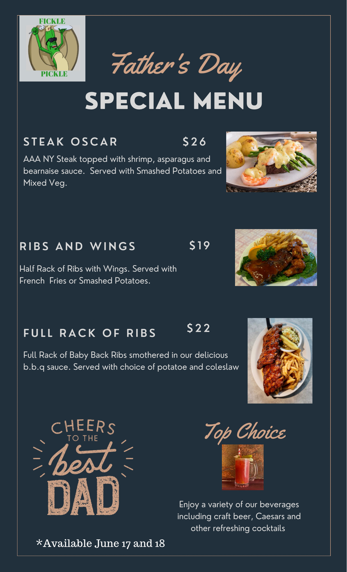 Father’s Day Specials Fickle Pickle Family Restaurant